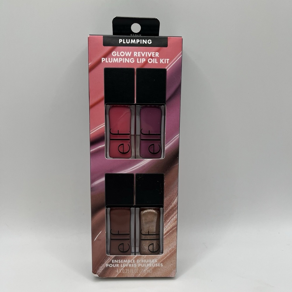 e.l.f. Glow Reviver Plumping Lip Oil Kit Set of 4 New Sealed Assorted Shades